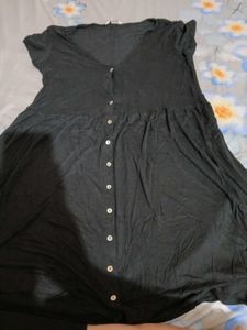Dark Grey Button-Down Tunic Dress