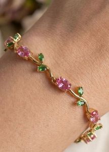Anti tarnish Gold Bracelet with Pink & Gre