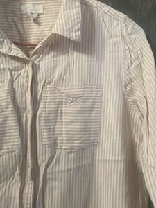 cotton Striped Button-Up Shirt
