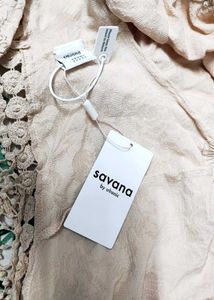 Cream Textured Crop Top with Fringe