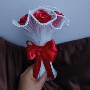 Handmade Satin Rose Bouquet (5 Roses)