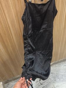 Sleek Black Ruched Mini Dress