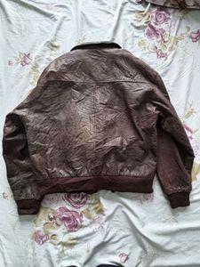 Vintage Brown Leather Bomber Jacket