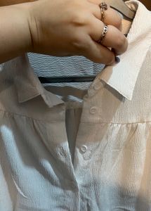 Elegant White Textured Button-Up Shirt