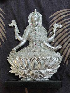 Silver Lakshmi Idol on Lotus