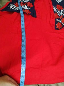 Red Dress with Floral Embroidery