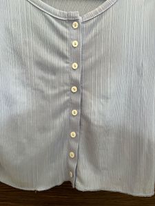lavender Striped Button-Up Top