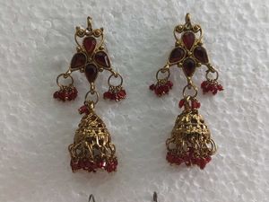 Exquisite Pair of Indian Jhumka Earrings