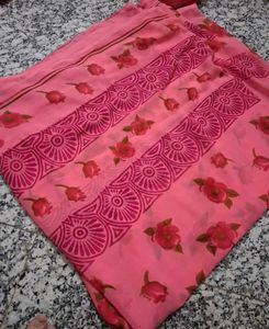 Pink Floral Saree