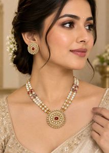 Elegant Pearl Necklace with Earrings