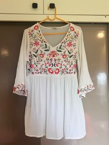 Embroidered White Tunic Top