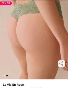 Lavieen rose Lace Trim Thong Panty