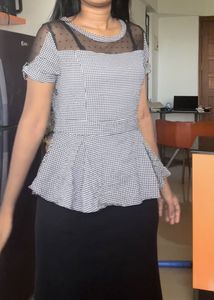 Chic Peplum Top with Mesh Detail