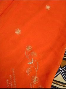 Vibrant Orange Embroidered sarees