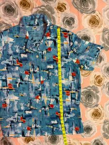 Blue Abstract Print Short Sleeve Shirt