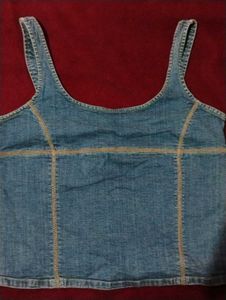 Dirty Wash Denim Corset looking Top