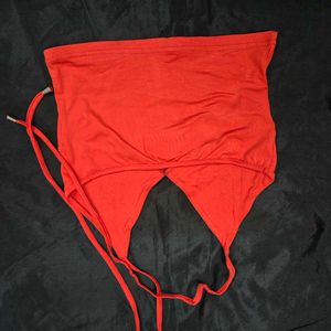 Red Halterneck Crop Top chatpate baddie goth