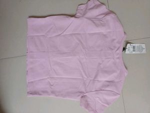Branded Pink Button-Up Crop Top