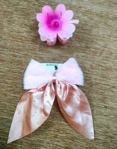 Cute Pink Bow & Flower Hair Clips