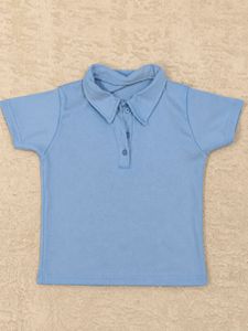 🦋Sky Blue Ribbed Polo Tee