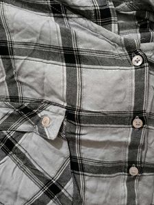 Light Blue Plaid Cropped Hoodie Shirt