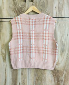 Pink Plaid Sweater Vest