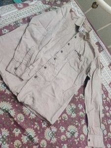 Men's Beige Button-Down Shirt