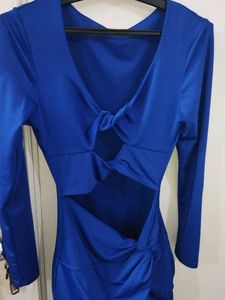 Electric Blue Cut-Out Twist Dress