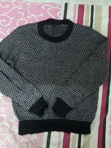 Grey &amp; Black Textured Knit Sweater
