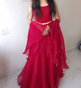 Red fish cut Lehenga Choli Set