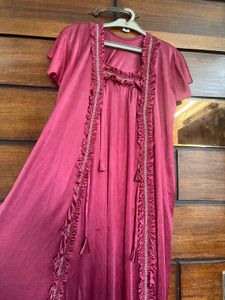 Vintage Maroon Nightgown Set