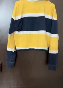 Striped Long Sleeve Polo Top