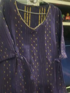 Elegant Purple Kurta with Golden Print