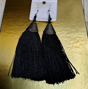 Elegant Black Tassel Earrings