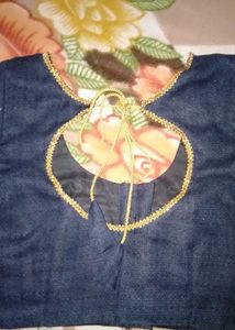 Stylish polyester Blouse with Gold String Detail