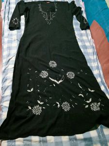 Elegant Black Abaya with Silver Embroidery