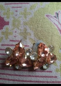 Sparkling Peach &amp; Crystal Stud Earrings