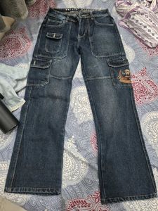 vintage Diesel Stylish Blue Denim Cargo Jeans