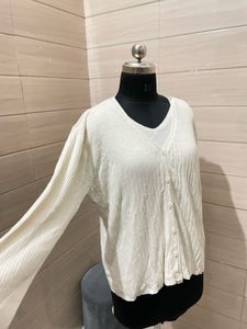 Imported Double layer Cream Knit Cardigan