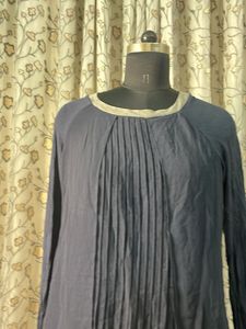 Elegant Navy Blue Pleated Kurta