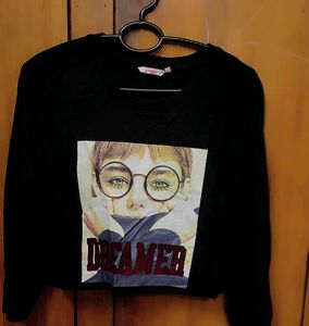 Black "Dreamer" Graphic Print Top