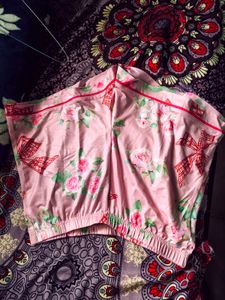 Pink Floral Bow Print Pajama Set