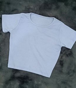 Blue Body Hugging Crop Top ...