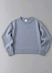 LIGHT BLUE RIBBED CREWNECK SWEATER