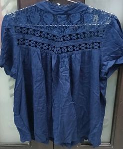 Elegant Navy Blue Lace Top