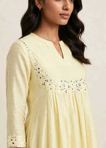 Beautiful Yellow Mirror Work Kurta