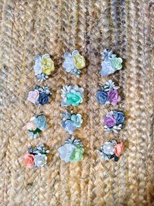 Sparkling Floral Hair Pins (Set of 12)