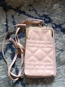 Cute Pink Quilted Phone Bag with Chain