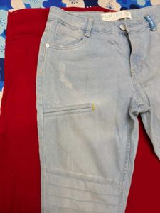 Light Wash Moto Jeans