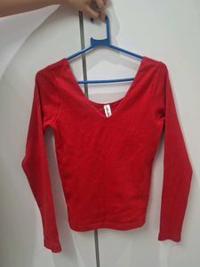 Red Long Sleeve Top